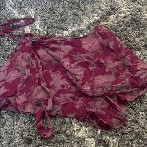 Free people purple flowy tie front shorts
